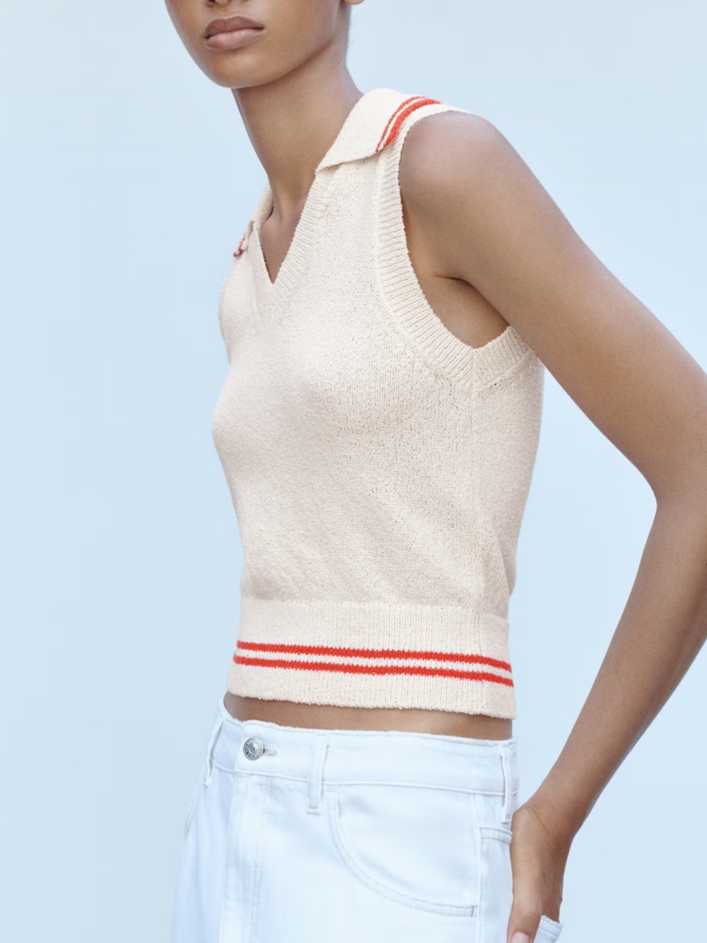 Mango Striped Knitted Vest - Picture 1 of 13
